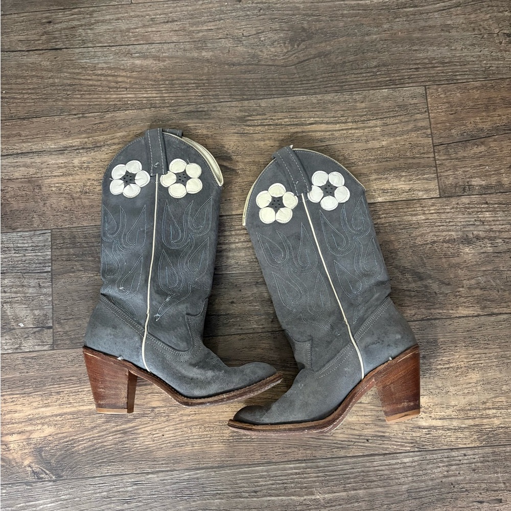 vintage Acme floral leather Daisy boots